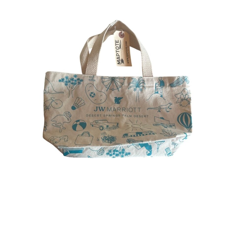 NWT JW Marriott Maptote Canvas Mini Tote Bag Desert Springs Palm Desert